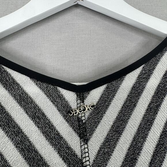 Deca Paris Womens Dress 3/US 10 Black Midi Striped Layered Lagenlook Artsy Funky - Picture 9 of 13